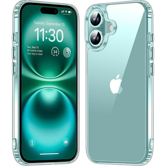 Entronix Heavy Duty Clear Case for Apple iPhone 16 Plus Clear Case, [Yellow Resistant] Hard Back Transparent Cover Soft Silicone, Shockproof Dropproof Slim Clear Case for Apple iPhone 16 Plus