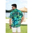 thumbnail image 4 of LA LEELA Men's Hawaiian Shirts Short Sleeve Button Down Shirt Men's Party Shirts Casual Holiday Summer Tropical Island Shirts for Men Funny M Tropical Leaves, Blue, 4 of 5