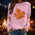 thumbnail image 4 of ZGRBOU Fall Maple Leaf Print Sweatshirts for Women Long Sleeve Crew Neck Pullover Tops Halloween Fashion Festival Outfit, 4 of 4