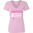 thumbnail image 3 of Inktastic Breast Cancer Survivor 2 Years and Running with Pink Ribbon Women's V-Neck T-Shirt, 3 of 5