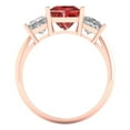 thumbnail image 4 of Clara Pucci 14K Rose Gold Solid Gold Garnet Three-Stone Anniversary Ring for Women - 2.5 cttw Princess Cut, 4 of 8