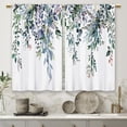 thumbnail image 6 of Eucalyptus Blue Purple Leaves Kitchen Curtains Botanical Floral Plant Small Short Cafe Window Curtains Flower Rod Pocket Bathroom Window Drapes Treatment Tier Curtains 2 Panels (26x36 Inch), 6 of 6
