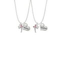 thumbnail image 2 of Delight Jewelry Silvertone Small Fairy with Pink Wings Mother & Daughter Heart Necklaces (Set of 2), 19"+2", 2 of 4