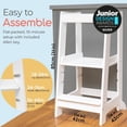 thumbnail image 5 of Adjustable Height Toddler Step Stool, White Wooden Kitchen Helper Tower with Safety Rails, 3 Levels for 18–48 Months, 5 of 5