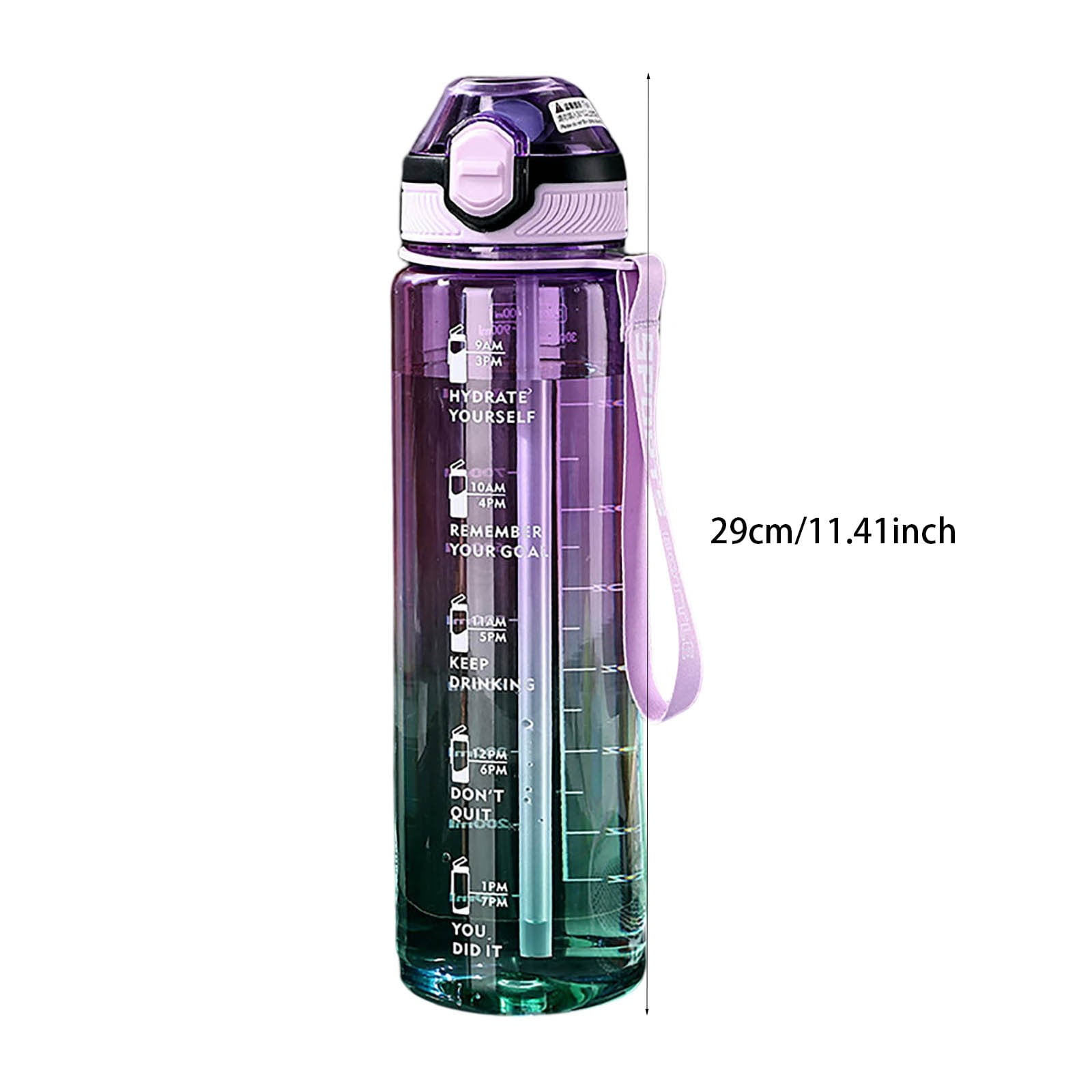 32oz Fitness Sports Water Bottle - Time Marked Hydration Tracker - Leakproof BPA-Free Design with Straw & Strap for Workouts, Travel & Daily Use - Gift for Gym Fitness & Outdoor