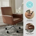 thumbnail image 3 of Martha Stewart Upholstered Office Chair in Saddle Brown/Polished Nickel, 3 of 12