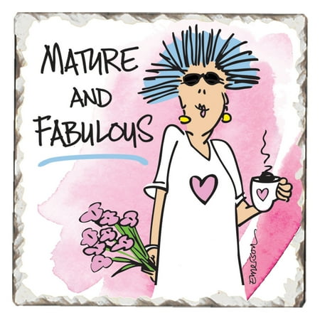 

CounterArt Mature & Fabulous 1 Pack Single Absorbent Stone Tumbled Tile Coaster 4 Square