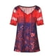 thumbnail image 5 of Blusa Camisa estampada de manga corta con cuello en V Blusa suelta Mujer Top de verano, Rojo, M Noticed AP001925-10, 5 of 7