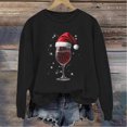 thumbnail image 2 of YOIAVAIOY Chandail de Noël pour Femmes Surdimensionné avec Verre de Vin Graphique en Molleton Manches Longues Col Rond chandail Mode Tendance, 2 of 4
