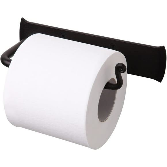 RTZEN Bathroom Toilet Paper Holder - Handcrafted Rustic Wrought Iron Wall Decor Toilet Roll Holder - Black Matte Wall Mount Toilet Paper Bar for Modern Farmhouse Bathroom Decor