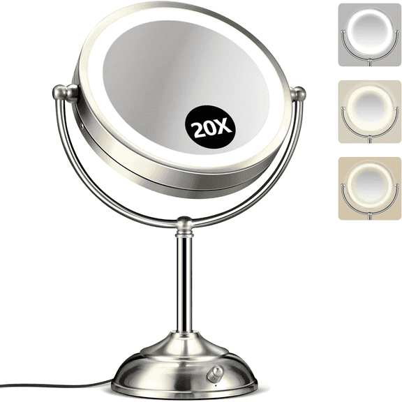 BBeauty Planet 20x Large Lighted Makeup Mirror, Rechargeable 8.6"