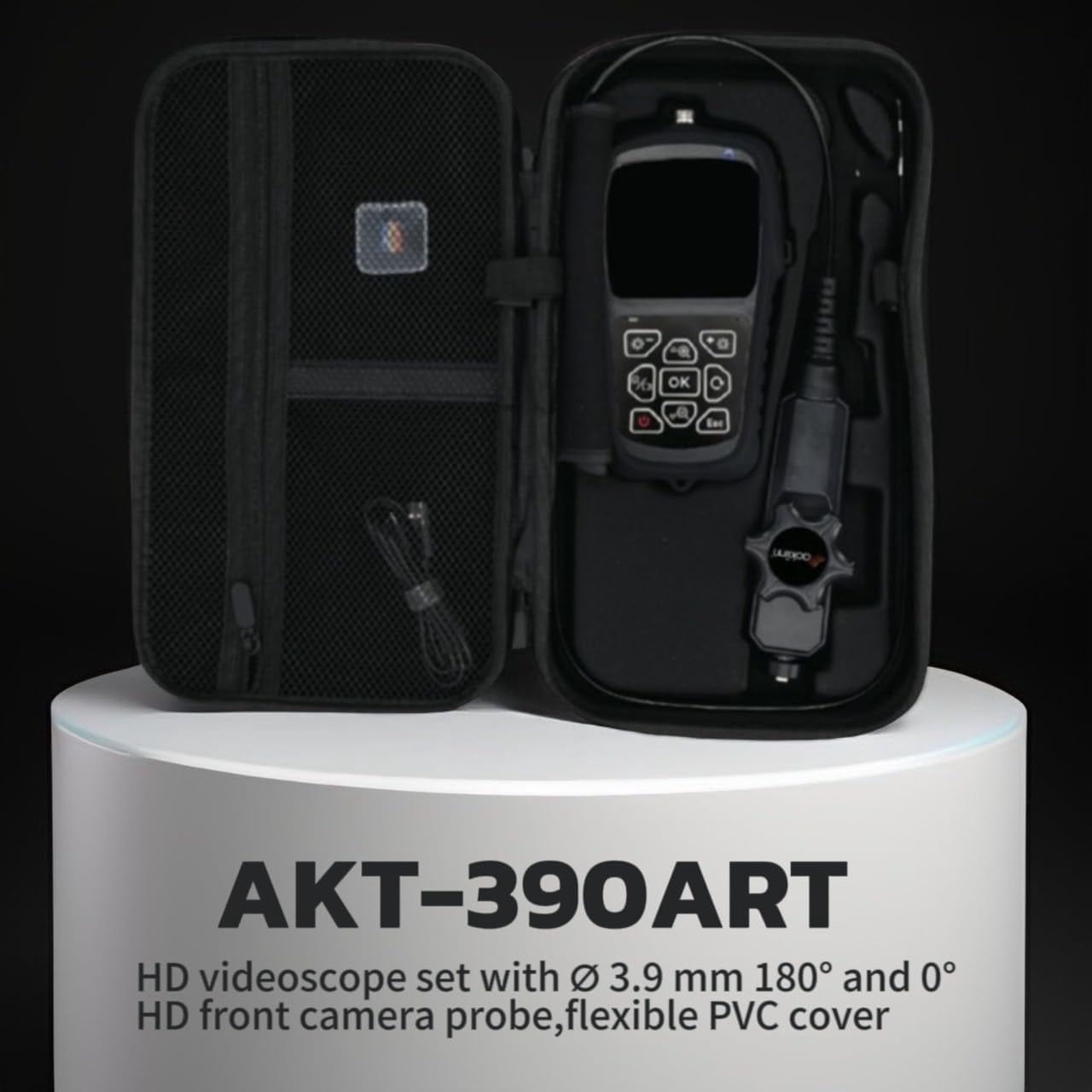0.15in (3.9mm) Ultra-Thin Two-Way Articulating Turnable Borescope with Dimmable Light, Flexible Cable, Screen Rotation, Waterproof Probe, 3-Step Zoom