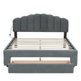 thumbnail image 3 of Queen Bed Frame with Teddy Fleece Upholstery Upholstered Platform Bed with Drawer for a Cozy and Stylish Bedroom-Gray, 3 of 9