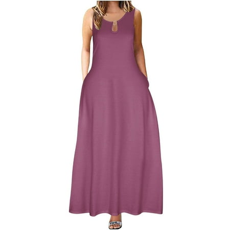 

Dresses For Women 2023 Women Dresses Long Dress For Women Women s Summer Fashion Short Sleeve Solid Camisole Suspenders Round NeckPullover Dress