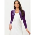 thumbnail image 4 of Unique Bargains Women's Open Front Long Sleeve Collar Shrug Cocktail Bolero Cardigan M Purple, 4 of 6