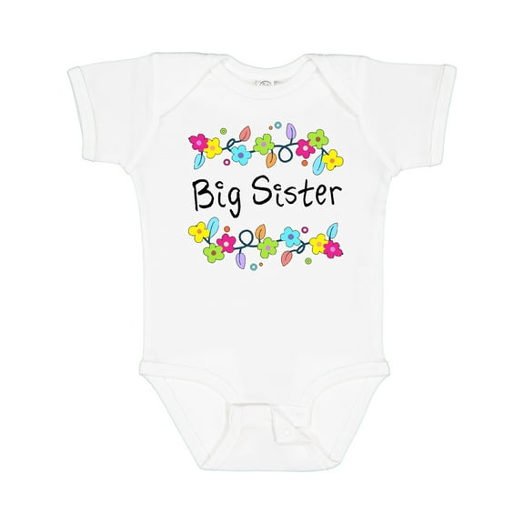 Inktastic Big Sister - bright flowers Girls Baby Bodysuit