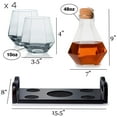 thumbnail image 2 of Whiskey Diamond Decanter Glass Set - 4 Diamond Glasses & Mahogany Wooden Base Tray - Gift Packaging - Elegant Glass Whiskey Dispenser For Liquor, Scotch, Rum, Bourbon, Vodka, Tequila, Wine - Bezrat, 2 of 7
