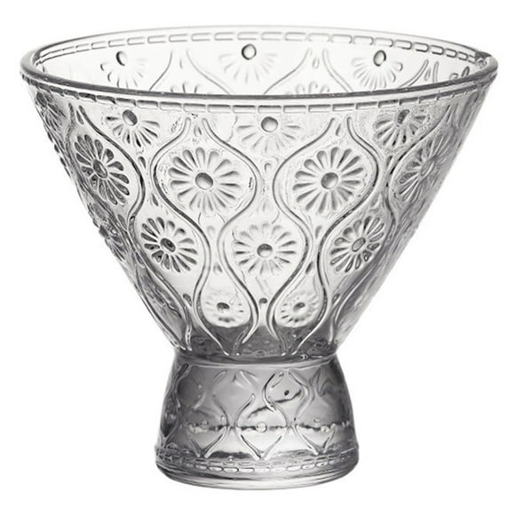 Embossed Glass Dessert Bowl Footed Trifle Bowl Ice Cream Bowl Serving Bowl for Fruit, Salad, Snack