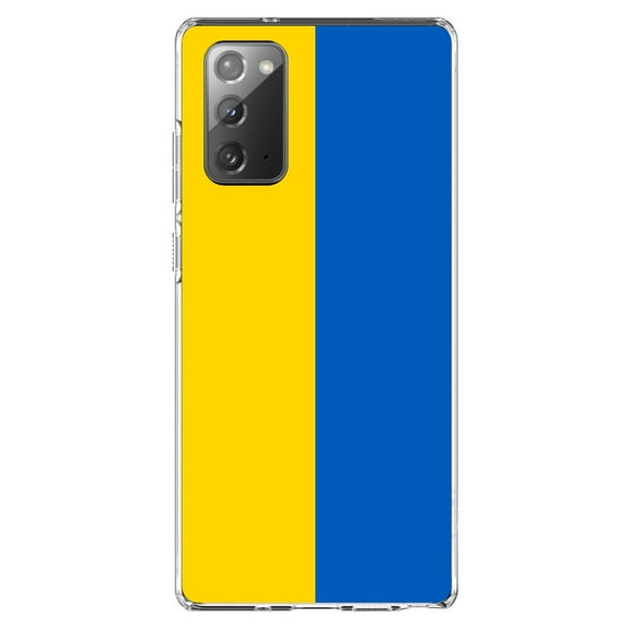 DistinctInk Clear Shockproof Hybrid Case for Galaxy Note 20 ULTRA (6.9" Screen) - TPU Bumper, Acrylic Back, Tempered Glass Screen Protector - Ukraine Flag