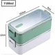 thumbnail image 3 of Lunchbox 1100ml Double Layer Stainless Steel Lunch Box Microwave Lunch Box Student Storage Contene Green, 3 of 5
