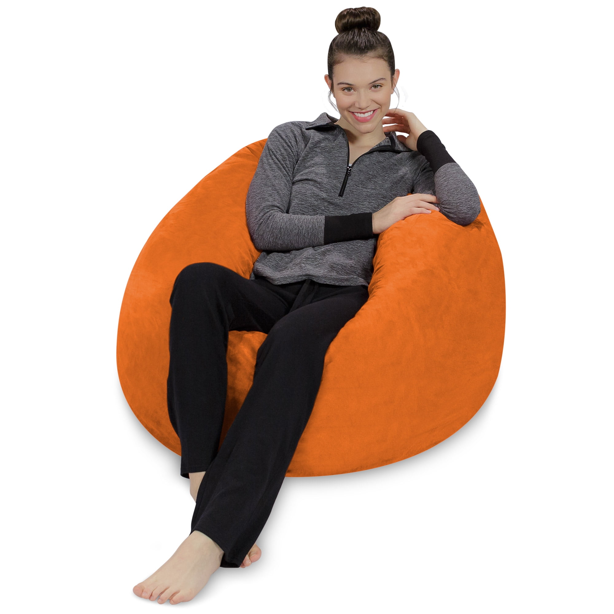 Sofa Sack Bean Bag Chair, Memory Foam Lounger with Microsuede Cover, Kids, 3 ft, Tangerine