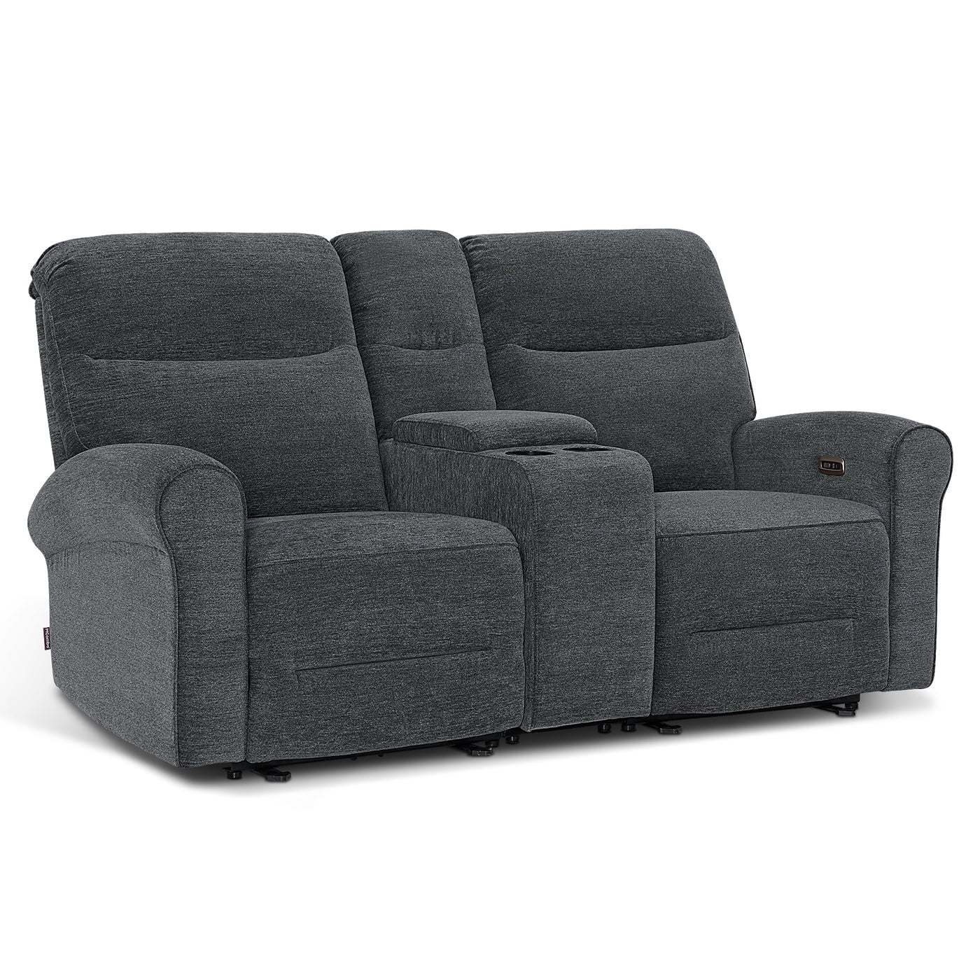 MCombo 78.3" Wall Hugger Power Loveseat Recliner Sofa with Console, Reclining Loveseat with USB Ports, Cup Holders, for Small Spaces Living Room RV, Fabric PR635M2 (Dark Grey)