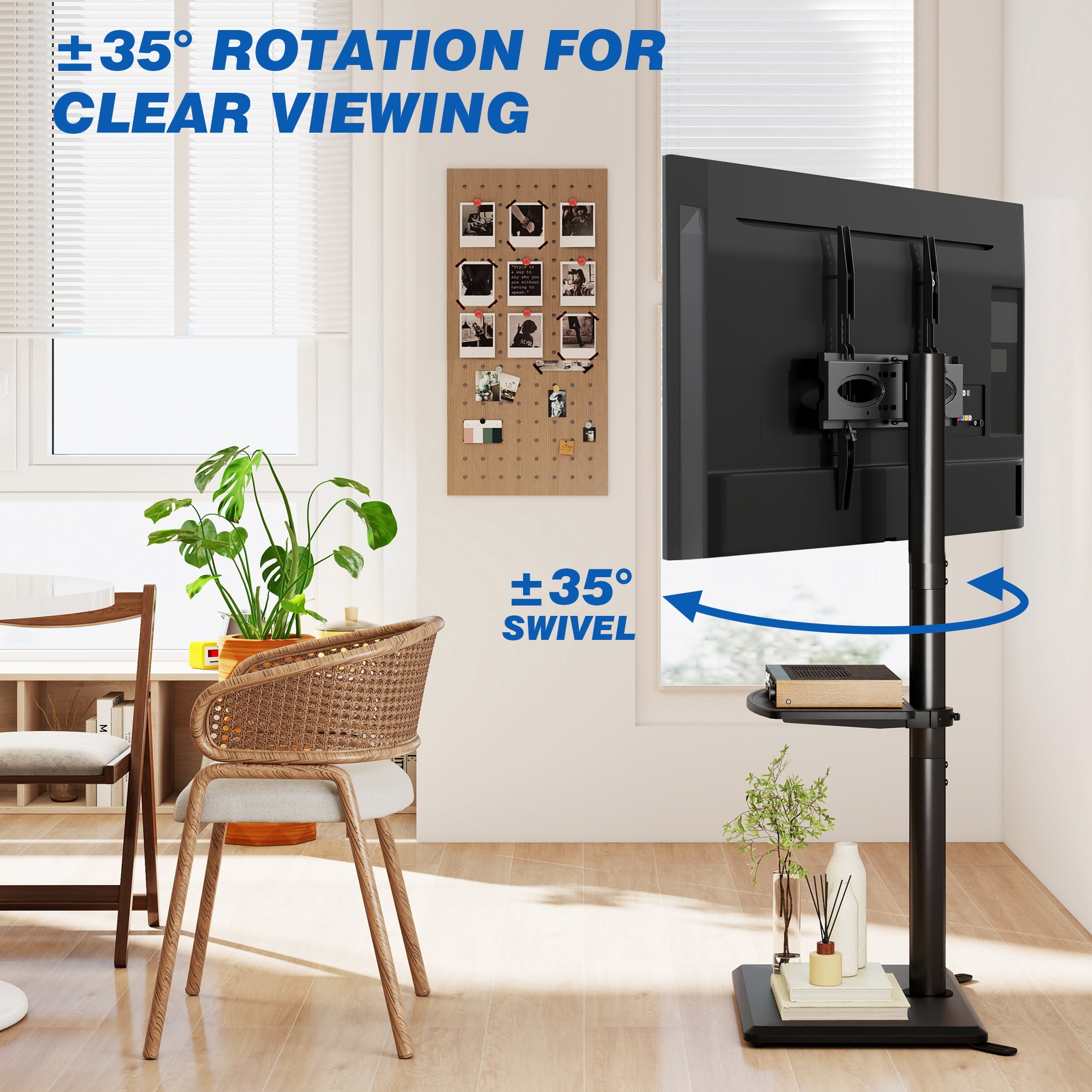 TAVR Furniture Floor Swivel TV Stand with Mount for 32-65 inch Screen, Universal Black Tall TV Stand Adjustable for Bedroom