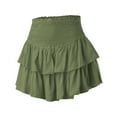 thumbnail image 4 of Sngxgn Women's High Waisted A-Line Wrap Skirt Mini Skirt(Green,L), 4 of 4