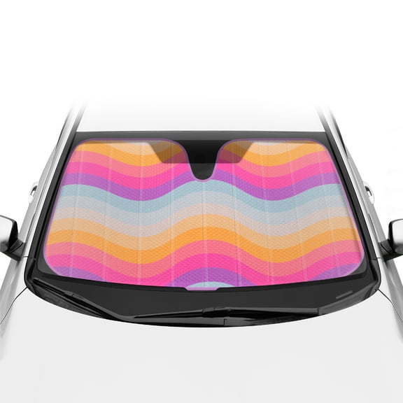 BDK Retro Wave Automotive Windshield Sunshades Accordion Folding Style - Windshield Sun Shade Auto Shade for Cars Trucks SUVs Vans Sun Visor Protector to Block UV Rays – Keeps Vehicle Cool 58” x 27”