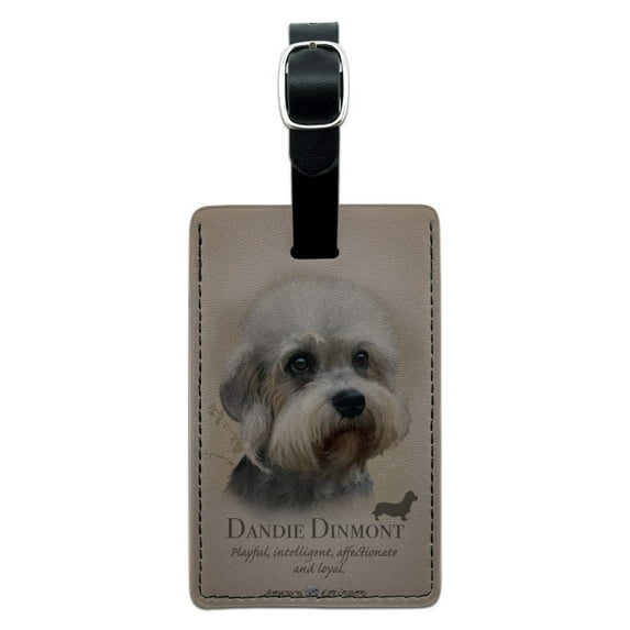 Dandie Dinmont Dog Breed Rectangle Leather Luggage Card Suitcase Carry-On ID Tag