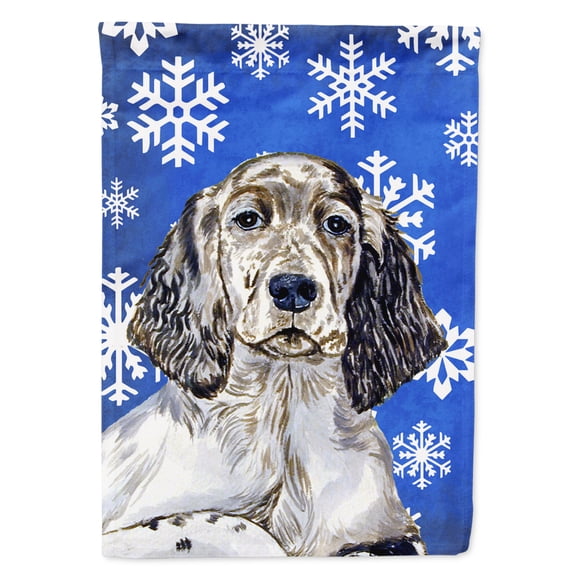 Carolines Treasures LH9277-FLAG-PARENT English Setter Winter Snowflakes Holiday Flag  multicolor