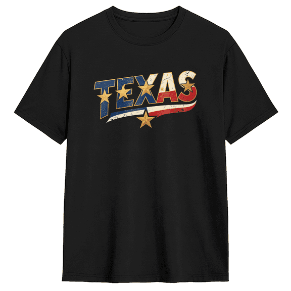 Texas Flag Text Cool Graphic Tee For Men And Women, Travel Casual Cotton Short Sleeves T-Shirt