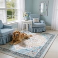 thumbnail image 2 of Toyoso 3x5 Area Rug Living Room Rugs - Vintage boho Decor Floral Area Rugs for Bedroom Dining Room Machine Washable Farmhouse Floral Carpet- Blue, 2 of 6