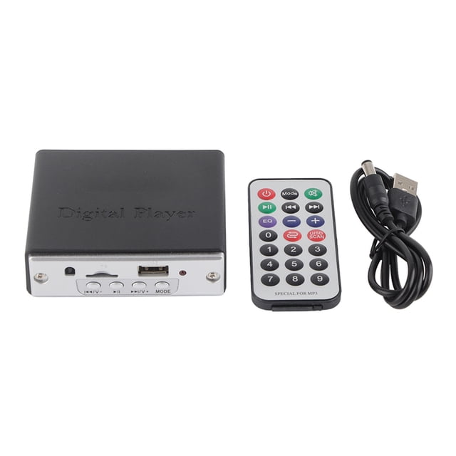 Amplificador de potencia de audio de alta fidelidad, reproductor de MP3 con decodificador y control remoto USB 2.0 (negro)