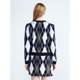 thumbnail image 4 of Free Assembly Women's and Women's Plus Argyle Cardigan Sweater with Puff Sleeves, Midweight, Sizes XS-4X, 4 of 6