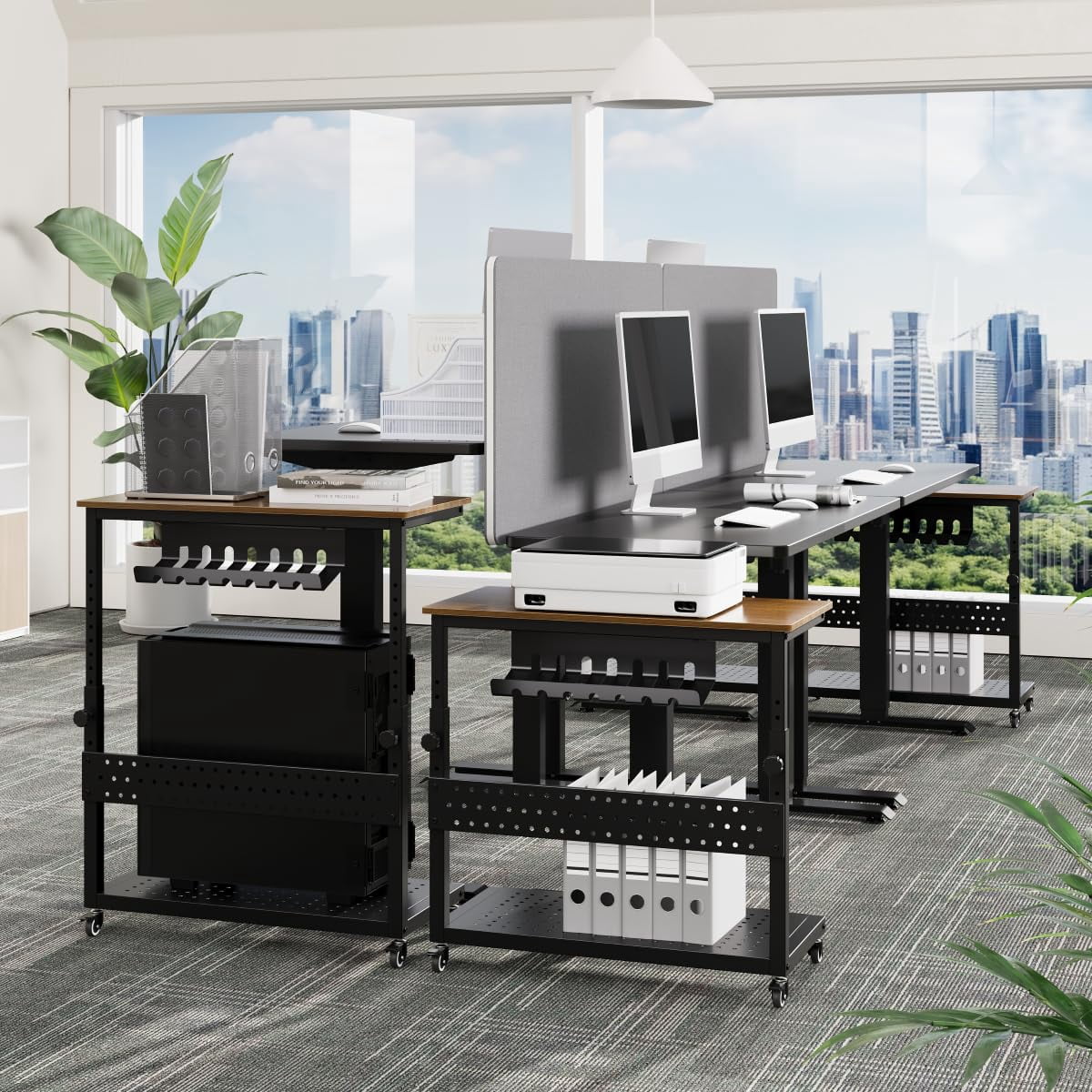 28" Computer Tower Stand, Adjustable Under Desk PC Cart, Mobile Rolling CPU Holder, Perfect for Office,Laptop Desk.