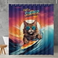 thumbnail image 2 of Retro Surfing Maine Coon in Cool Sunglasses Hello Summer Waves Shower Curtain Cat Lover Kitten Owner Gifts Waterproof Bathroom Bathtub Curtain - 10001, 2 of 5