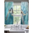 thumbnail image 2 of Marine Animal Sheer Curtains 72 Inch Long 2 Panels, Ocean Turtle Modern Art Abstract Style Light Filtering Rod Pocket Curtains, Sheer Voile Drapes for Living Room Bedroom, 52"x72", 2 of 8