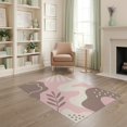thumbnail image 2 of ODIKA 4'x6' Brown Pink Mocha Abstract Swirl Washable Area Rug Retro Contemporary Pattern with Leaf Motif Stain Resistant, Low Pile, Easy Care for Dorm Room, Small Living, 2 of 7