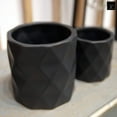 thumbnail image 2 of Urban Trends Ceramic Cylindrical Pot with Wide Mouth and Embossed Diamond Design Body Set of Two Matte Finish White, 2 of 7