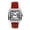 Silver Red, variant on Men's 32mm Iced Out Square Watch – Leather Band, Roman Numerals, Diamond Bezel – Luxury Hip Hop Style for Streetwear & Fashion - Silver Red Finish