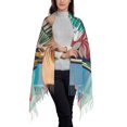 thumbnail image 2 of Zufioo Tropical Vacation Essentials Print Long Plush Tassel Scarf, Winter Shawl Accessories for Women, 2 of 8
