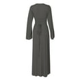 thumbnail image 5 of YHAJDS Women's Casual Dress,Long Sleeve Long Dress for Women Neck High Waist Flared Sleeve Solid Color Back Detail Ribbed Fabric Maxi Dress, 5 of 5