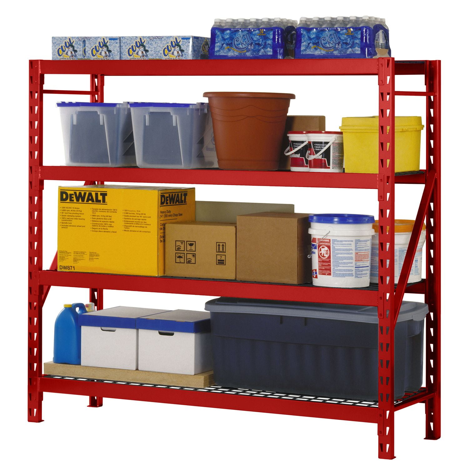 Edsal 4 Level Welded Storage Rack with Adjustable Wire Shelves (Various Colors)