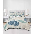 thumbnail image 2 of Quilts Full Size Bedding Set, Blue Coastal Lightweight Quilted Comforter, Starfish Shell Coral Summer Beach Rustic Soft Reversible Bedspread Coverlet with Pillow Covers for All Season, 78" x 90", 2 of 7
