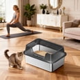 thumbnail image 3 of Studyset Stainless Steel Cat Litter Box, High Sided, Non-Stick, Odor Resistant Metal Litter Pan for Multiple Cats, Anti-Urine Leakage, Easy to Clean, Non-Slip Base, 3 of 7