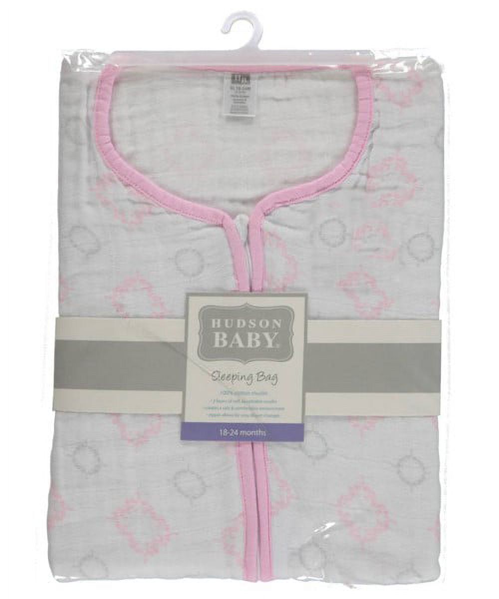 Hudson Baby Infant Girl Muslin Cotton Sleeveless Wearable Sleeping Bag, Sack, Blanket, Damask, 6-12 Months