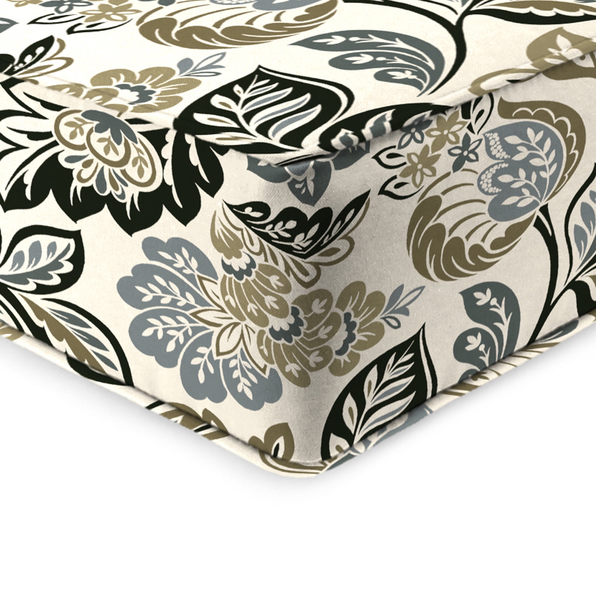 Jordan Manufacturing 46.5" x 24" Dailey Pewter Multicolor Paisley Rectangular Outdoor Deep Seat Chair Cushion Set with Welt