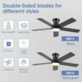 thumbnail image 3 of YIOSI 46" Black Low Profile Ceiling Fan with LED Lights, Quiet DC Motor, Remote Control, Reversible Modern Flush Mount Fan for Living Room, Kitchen, Bedroom, Patio - Indoor/Outdoor, 3 of 11