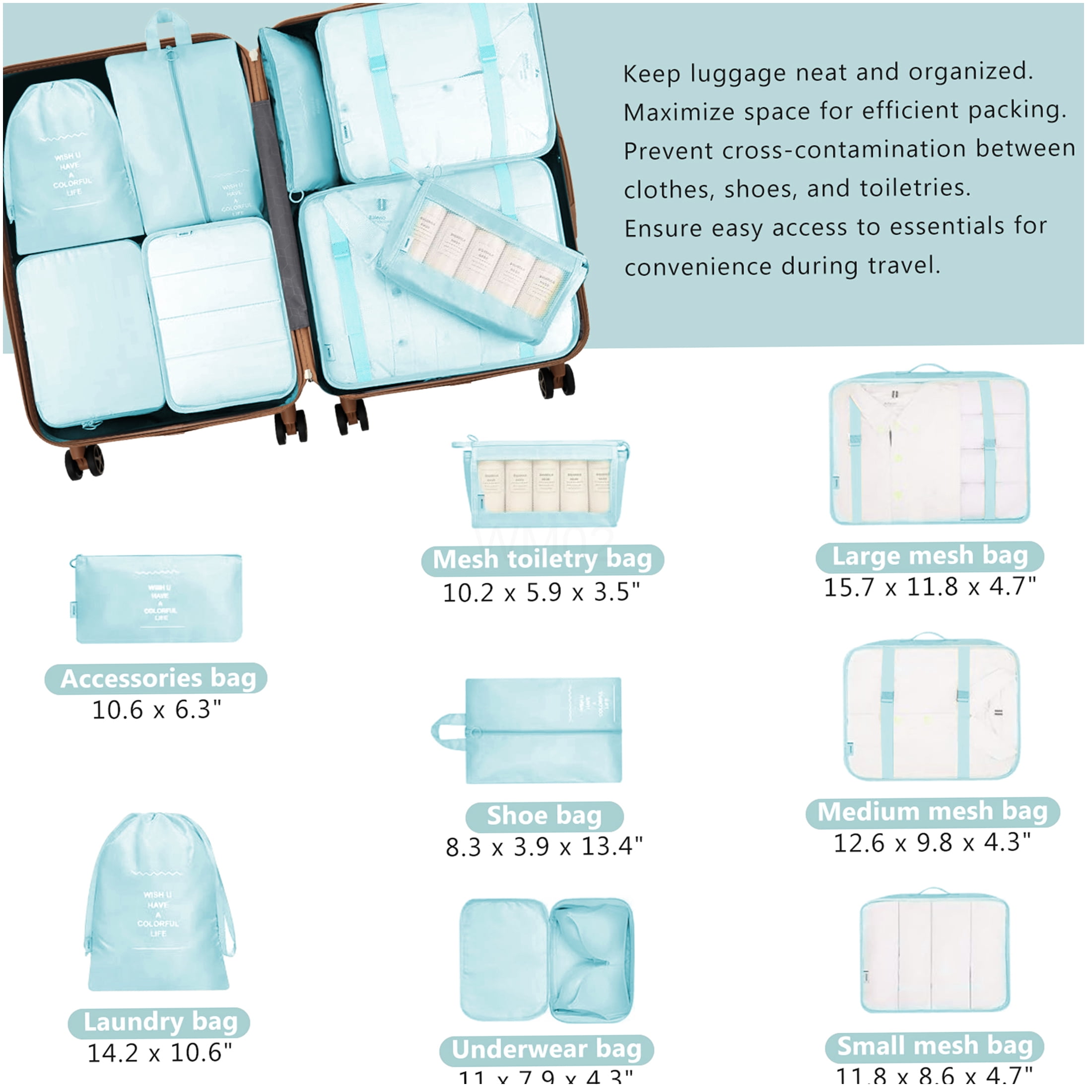 Blue ABS Hardshell Luggage Set with TSA Lock, 360° Silent Spinner Wheels, Lightweight Suitcase Combo for Travel